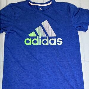 adidas Blue Tee with Neon Green & White Logo